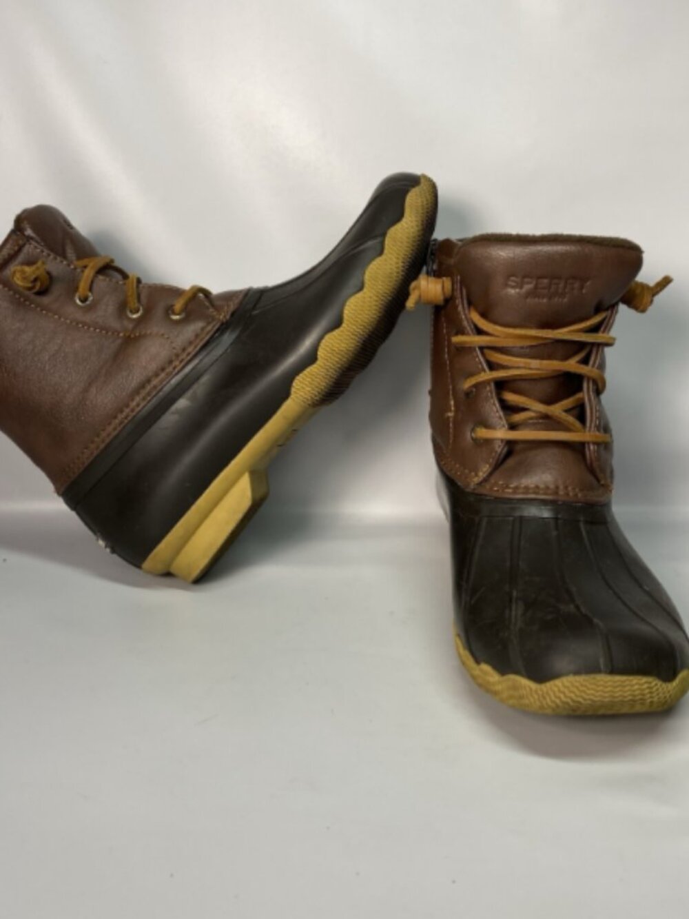 Sperry Top Sider Saltwater Girls 4M Navy Brown/ Black Waterproof Duck Boots